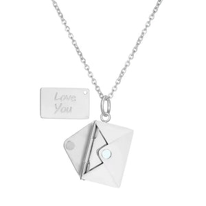 Stainless Steel Love Letter Envelope Pendant Necklace - Elegant Jewelry Gift for Women on Valentine's Day