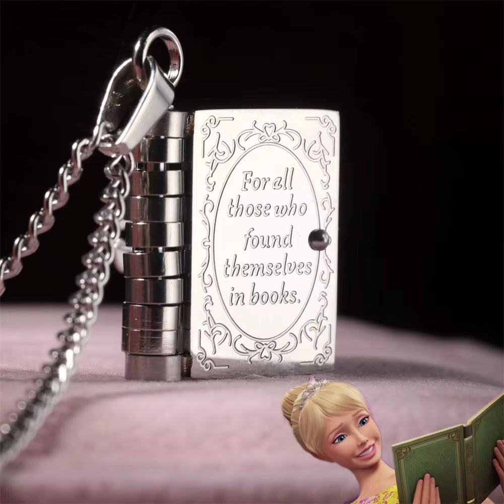 Stainless Steel Openable Book Locket Pendant Necklace with Curb Chain - Ideal Gift for Book Lovers