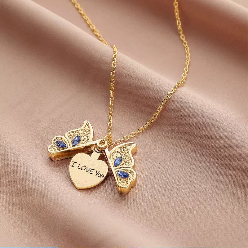 Exquisite Luxury Butterfly Pendant Necklace - Elegant Valentine's Day Gift for Her