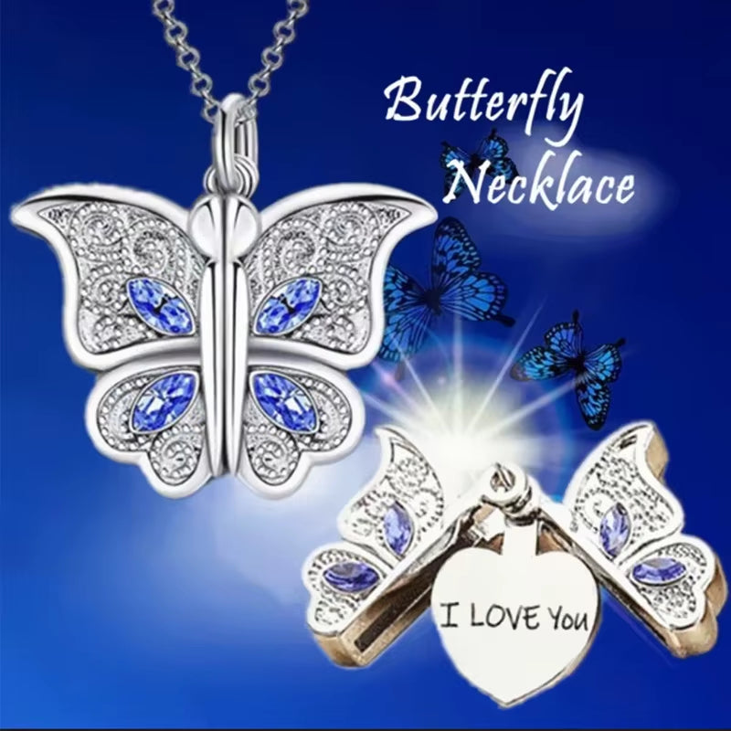 Exquisite Luxury Butterfly Pendant Necklace - Elegant Valentine's Day Gift for Her