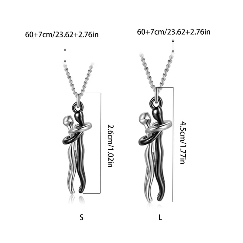 Exquisite Couple Hugging Pendant Necklace for Women Fashion Pendants for Couple Necklace Love Valentine'S Day Jewelry